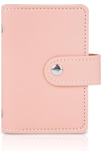 JEYORZY Tarjetero Unisex de Cuero Sintético,Cartera Compacta para Hombre y Mujer,Porta Tarjetas Credito, Tarjeteros para Tarjetas de Credito,Porta Cartões, Tarjetero Pequeño,Protección RFID(Rosa)