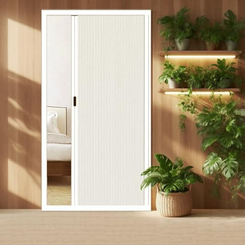 Porta pieghevole retrattile personalizzabile, divisorio scorrevole a fisarmonica, con tende oscuranti al 100%, kit di facile installazione, per camera da letto, armadio e spazio abitativo (188 cm x