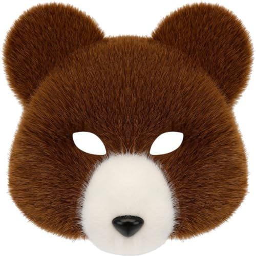 Muteitt Maschera Orso di Peluche Maschera Animale Realistica Maschera Travestimento per Travestimento Cosplay per Halloween Natale Carnevale Festa
