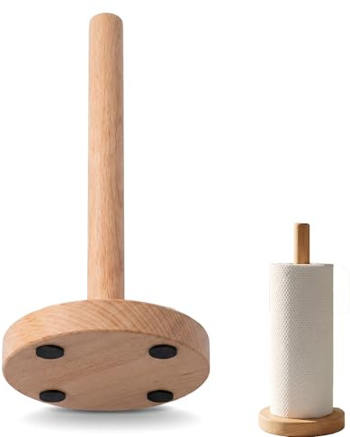 Kitchen Roll Holder, Paper Towel Holder Countertop, 12.41 x 4.72 inches Toilet Roll Holders Kitchen Rolls Organizer for Toilet Pantry and Bathroom (Natural Wood Color)