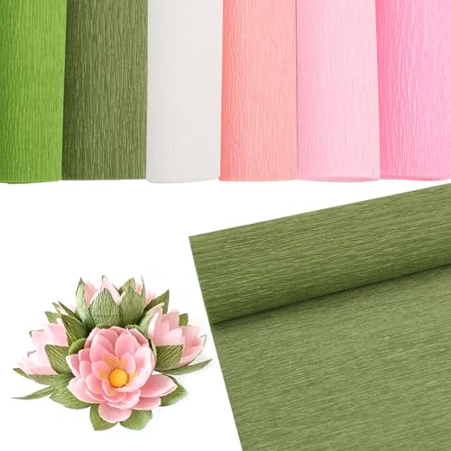 Crepe Paper Rolls for Flower Making, 25 x 250cm Florist Crepe Paper Roll for Gift Wrapping Flowers Bouquets Packaging 6 Colors