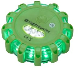 NightSearcher 3AAA Single LED Hazard Warning Light in Green, 25 Hrs Runtime, Magnetic Back, Crush and Waterproof