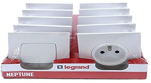 Legrand leg200251-2 strömbrytare eller växelströmbrytare + 8 uttag, 3680 W, 230 V, vit