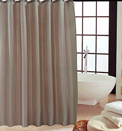 KAV - Polyester fabric Shower Mould and Mildew Resistant Curtain 180 x 180 cm (71 x 71 Inch) Latte Matching Hooks