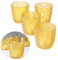 LS-LebenStil 4X Glas Teelichthalter Retro Gelb 7cm 4´er Set Kristall Ornament Teelicht-Gläser Windlicht-Halter Kerzenständer Tischdeko Kerzen Deko Kerzenhalter für Teelichter Hochzeit