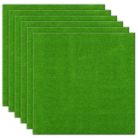 Mitening Lot de 6 tapis d'herbe miniature - 25 x 25 cm - Pour le modélisme du jardin - Décoration de gazon artificiel - Modèle Train Paysage - Pelouse artificielle réaliste - Pour jardin, balcon