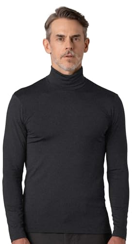 LAPASA Herrarnas Rullkrage Termoundertröja, Inre Fleece Termounderkläder Långärmad Termotröja Funktionell Termounderkläder Överdel (M124), Mörkgrå Melerad (Varmare), M