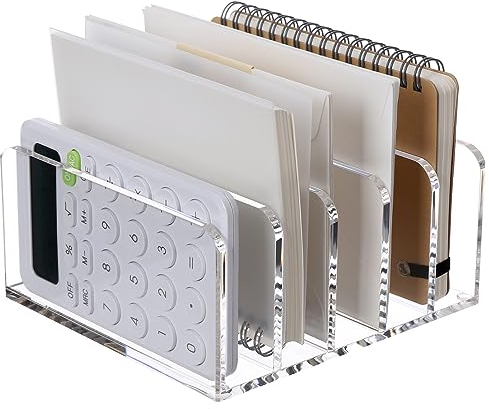 SANRUI Briefhalter für Schreibtisch Brief Organizer, 5 Fächer, transparente Briefablage für Büro, Familie, Homeoffice, Acryl Pflegeleicht, HBT: 7,5x16x15 cm