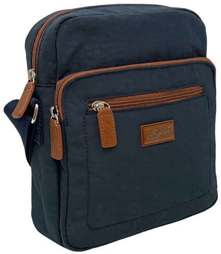 Spirit Medium Lightweight Waterproof Crossbody Shoulder Multi Pocket Travel Holiday Day Bag With Adjustable Strap 5766 (Navy/Tan)