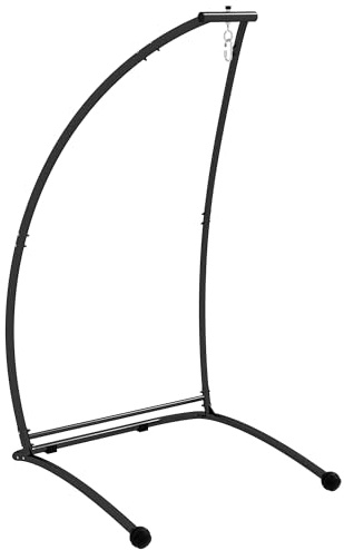 Outsunny Hammock Chair Stand with Metal Frame C Shape Hammock Stand Only, Black