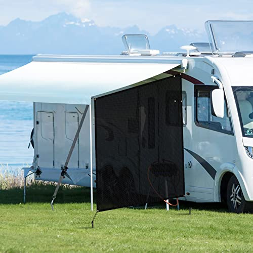 SUPAREE 7'x9' Tendalino Camper Tendalino Parasole per Roulotte Tenda privacy veranda camper Estiva Protezione UV Privacy Per Camper Van Trailer (Maglia nera)