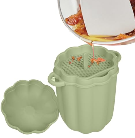 Barattolo di grasso per filtro olio - Barattolo di olio siliconico da 460 ml con maglia fine - Separatore di grassi per olio da cucina di maggiore capacità forma di zucca per conservare