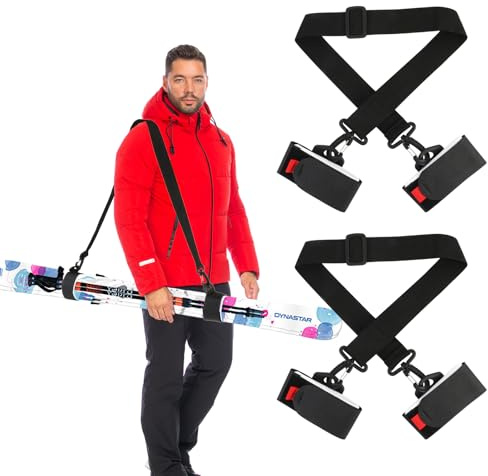 QKURT 2PCS Ski Strap, Adjustable Ski Shoulder Straps, Binding Straps & Boot Carrier Belts, Carrying Belts for Snowboard