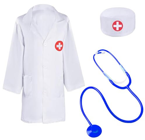 XIWJLWO Arztkoffer Kinder 4-8 Jahre - Rollenspiel-Set mit Stethoskop & Arztkittel, Doktor Spielzeug ab 2 Jahre inkl. Verkleidung für Kindergarten