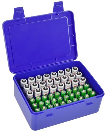 FULLCASE Batteriebox Batterie Aufbewahrungs Organizer für 54 AAA AA Batterien, Batterien aufbewahrung, Batteri Aufbewahrungsbox, nur Box - Blau