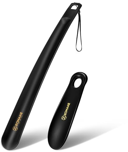ZOMAKE Calzadores de Plastico,Calzador de Zapatos Largo Plástico 41 cm 19 cm,Cuerno de Zapatos Viaje para Mujeres Embarazadas Ancianos y Niños con Cordón y Gancho(2 Unidades)