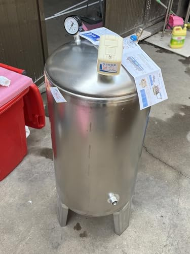 Depósito de agua a presión de acero inoxidable con kit de montaje para uso en exteriores en jardines, caravanas y sistemas de agua caliente