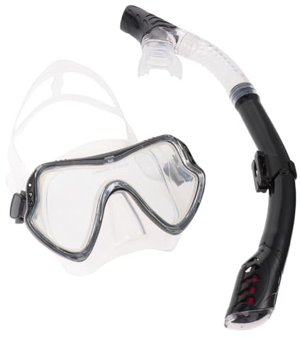 PENIKOKO Masque de Plongée Complet en Silicone Transparent Noir Équipement de Plongée Tuba pour Adultes Unisexe Kit Snorkeling Valve de Vidange Rapide et Boucle Robuste
