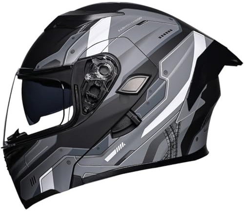 Caschi da Moto Modulare per Adulti Uomini e Donne Casco Integrale Apribile con Doppia Visiera Caschi Motocross Flip Up Omologato DOTECE Casco Protettivo Motociclo F,XXL(63~64CM)