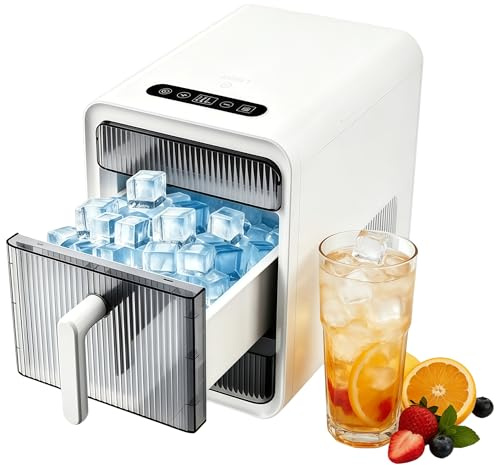 Máquina de hielo pequeña, máquina de hielo portátil autolimpiante - 12 cubitos de hielo en 10 minutos, depósito de agua 1,5 L, máquina de hielo silenciosa para cocina, oficina, fiesta