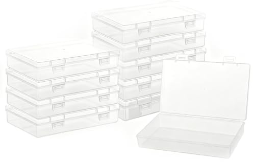 Torytoe Set da 10 scatole in plastica con coperchio, scatole trasparenti per smistamento, scatole portaoggetti piccole, contenitori per altri piccoli articoli da bricolage, 15,5x9,3x3 cm