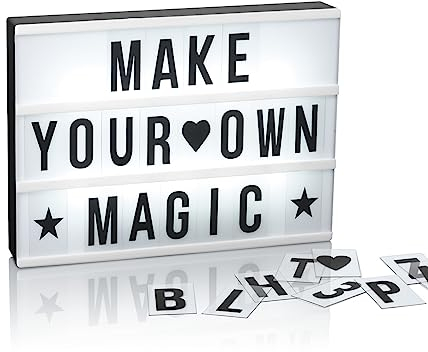 EASYmaxx Set de boîtes à lumière LED |Incluant 173 lettres et symboles interchangeables | Au choix sur piles ou par connexion USB [format A4].