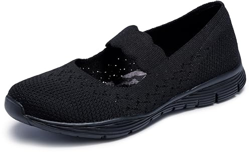 Skechers Women's Seager - Power Hitter Mary Janes, Black Black Black Bbk, 5.5 UK