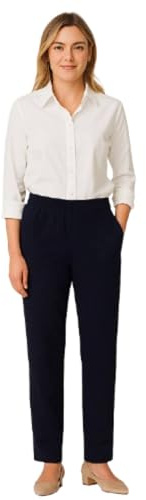 Inspire Me Ladies Womens Half Elasticated Waist Work Trousers Machine Washable Casual Stretch Trousers with Pockets Pants (Black, 24 W 27 L)