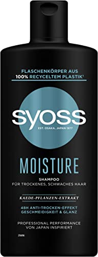Syoss Shampoo Moisture (440 ml), Feuchtigkeitsshampoo verleiht trockenem & schwachem Haar Geschmeidigkeit, Haar Shampoo mit veganer Formel und Kaede-Pflanzen-Extrakt
