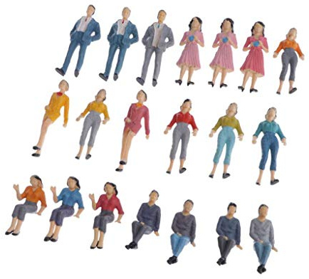 Milageto 20 Pz Scala 1:25 O Assortiti Modello Di Persone in Miniatura, 7 Cm Personaggi Giocattolo, Figurine Di Persone in Miniatura, Figurine per Il Modello Di Treno Diorama Scenery Supplies
