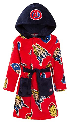 Marvel Avengers Dressing Gown For Boys Super Hero Kids Dress Up Hooded Bath Robe Red 4 Years