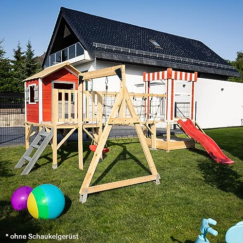 HOME DELUXE - Spielpark WUNDERLAND - Kiefernholz, 555 x 340 x 215 cm, zum Klettern, Rutschen, Buddeln I Kinderpark Outdoor Spielplatz Klettergerüst
