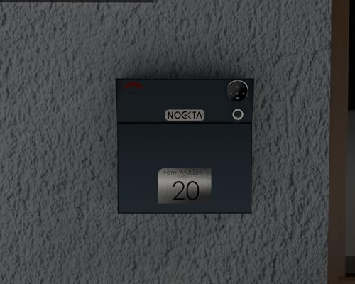 Nockta moderner Briefkasten, Paketbriefkasten Anthrazit RAL 7016 personalisiert mit Edelstahl V2A Namensschild, Wandbriefkasten, Kontaktlose Zustellung, XXL Briefkasten