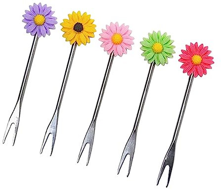 GOOHOCHY 5stücke Edelstahl Obstgabeln Zarte Geschirr Kaffee Dessertgabeln Für Hochzeit Party Lunchbox Dekoration Obst Picks Kuchenspieße