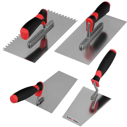 KOTARBAU® Juego de 4 paletas de albañilería de acero inoxidable, juego de 4 paletas de albañilería, espátula, juego de espátula, paleta de alisado, masilla para yeso, herramienta de enlucido