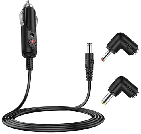 Bloc d'alimentation de Voiture 12 V CC - Câble 5 A - Chargeur Allume-Cigare - 1m - pour Lecteur DVD, routeur, GPS, Appareil Photo, CCTV