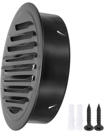 PATIKIL 8 Round Air Vent Cover, Stainless Steel Louvered Wall Inlet Outlet Grill Screen Mesh Ducting Soffit Vent with Screws for Ventilation, Black