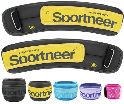 Sportneer Ensemble de manchettes lestées, manchettes pour les pieds, 2 * 0,23 kg/2 * 0,45 kg/2 * 0,9 kg/2 * 1,36 kg/2 * 2,27 kg, ensemble de poids pour les bras et les chevilles, poids de course pour
