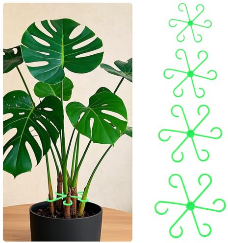 4Pcs Plant Stem Support Plastic Plant Climbers Leaf Flower Stem Support Ring Reusable Stem Holders Houseplant Support Stakes Cultivation Tools Houseplant Accessories for Thriving Growth (Green)