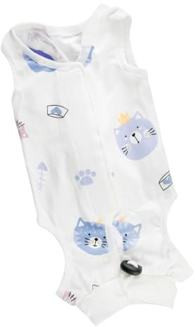 Bojueshaw Cat Surgery Recovery Suit,Baby Cat Cotton Onesie Post Surgery,Cat Body Suits,Abdominal Wound Skin Diseases Suit for Cat(Colorful Cat)