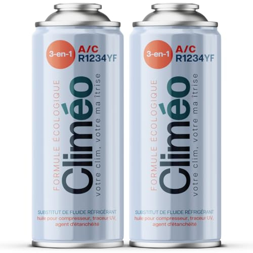 CLIMÉO Juego de repuesto para refrigerante 3 en 1 R1234yf – Aire acondicionado – Equivalente a 680 g de refrigerante con aceite lubricante y protección contra la corrosión – Para automóviles a partir