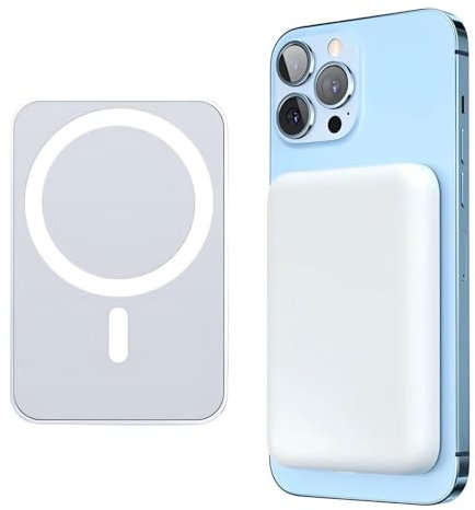 Powerbank für Apple iPhone, Magnetische Wireless Power Bank 5000mAh Schnellladefunktion Ladegerät, Kabellose Externer Akku Kompatibel mit MagSafe für iPhone 16 15 14 13 12 Serie