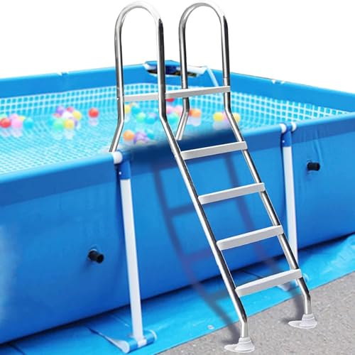 Échelle de piscine hors sol double face avec marches antidérapantes, support robuste pour un accès facile à la piscine
