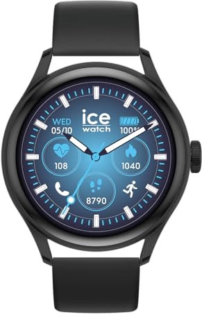 ICE-WATCH - Ice Smart 3.0-1.2 Black AMOLED GPS - Montre connectée Ronde Noire pour Homme avec Bracelet en Silicone - 025105 (1.20 Pouces)