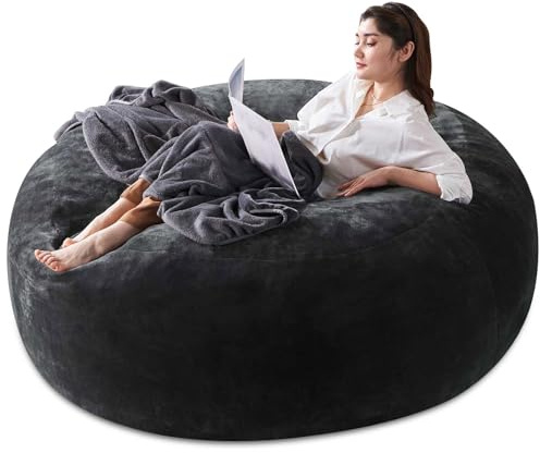 Großer Sitzsack Fatboy Bean Bag Chair mit Memory-Schaum & Baumwolle-Cord Sofa - Boneless Couch für Gaming, Lesen und als Bodensitz für Erwachsene im Wohnzimmer Schlafzimmer (Dark Gray,120x120x60cm)