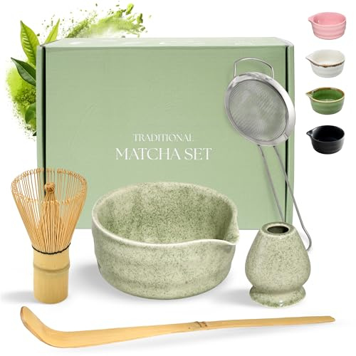 comforder Kit Matcha Verde con Bowl in Ceramica e Frustino Matcha.