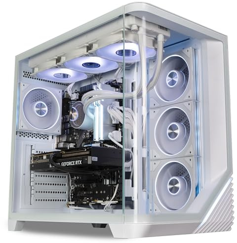 ionz Gaming Desktop PC, Ryzen 7 9800X3D, Nvidia RTX 5080, 32GB DDR5 RAM, 2TB NVMe SSD, Windows 11, 850W 80+ PSU - Venus Flow, White