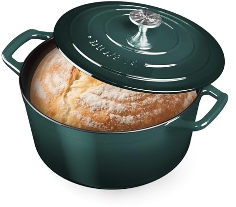 Nuwave 6QT Healthy Enameled Cast Iron Dutch Oven Pot with Lid, Heavy Duty 7-Layer Enamel, Enhanced Rust Protection, Dual Handles, Oven Safe to 500°F for Sourdough Bread Baking, Braise, Stew, Roast
