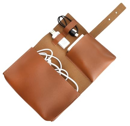 FIUTEKO Organizador de bolsillo electrónico, Travel Tech-Tidy, funda de piel, cargador de cuero, bolsa de accesorios de viaje, organizador de cables de viaje para ratones importantes, adaptador, cable