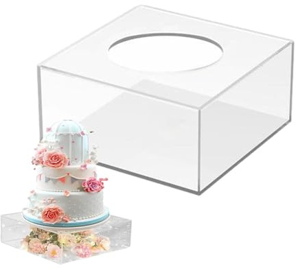 Soporte para tartas rellenable – Soporte acrílico para tartas | Expositor transparente de 1 pieza central cuadrada de 1,2 kg, organizador de estantes rellenables, elevador de tablas de tartas para